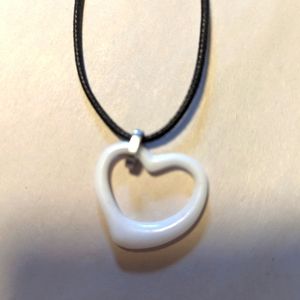 Necklace Glass White from Spain - 10" overall length, Earrings 1" drop